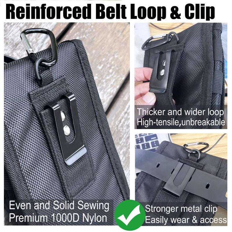 FAUDRECRO Belt Clip Tool Pouch,Tactical Utility Pouch, Heavy-Duty Nylon EDC Multitool Organizer,Cell Phone Holder, Multi-Pockets Tool Holster Sheath Bag for Electricians Handymen Work Maintenance Hiking - Image 4