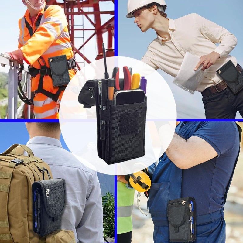FAUDRECRO Belt Clip Tool Pouch,Tactical Utility Pouch, Heavy-Duty Nylon EDC Multitool Organizer,Cell Phone Holder, Multi-Pockets Tool Holster Sheath Bag for Electricians Handymen Work Maintenance Hiking - Image 2