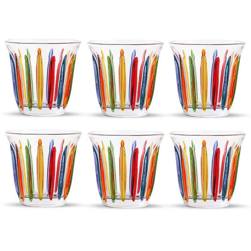 MHW-3BOMBER MHW3BOMBER Coffee Glasses of 6 Drinking Glasses 81OZ Colored Painted Latte Glasses for Espresso Whiskey Vodka Spirits  Liquors G5035C6