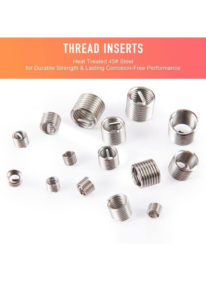 LAMAY Metric Thread Repair Tool Kit | HSS Drill Bits Taps Threaded Inserts Installation Tool and Tang Break-Off Tool Set for Repairing M5 M6 M8 M10 M12 Internal Screw Holes, 131pcs - Image 4