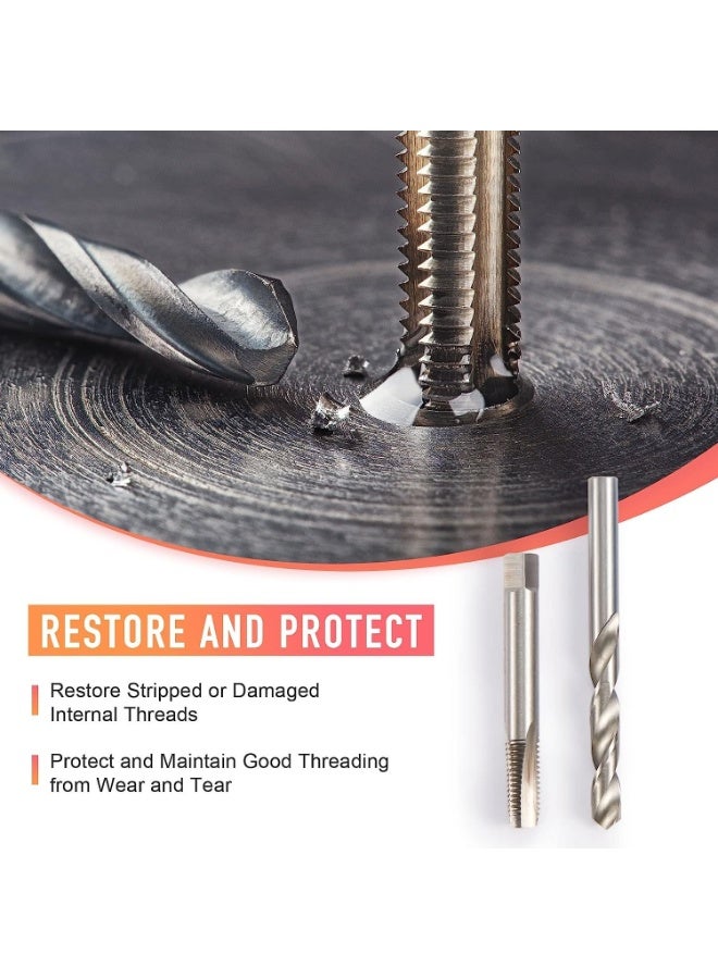LAMAY Metric Thread Repair Tool Kit | HSS Drill Bits Taps Threaded Inserts Installation Tool and Tang Break-Off Tool Set for Repairing M5 M6 M8 M10 M12 Internal Screw Holes, 131pcs - Image 2