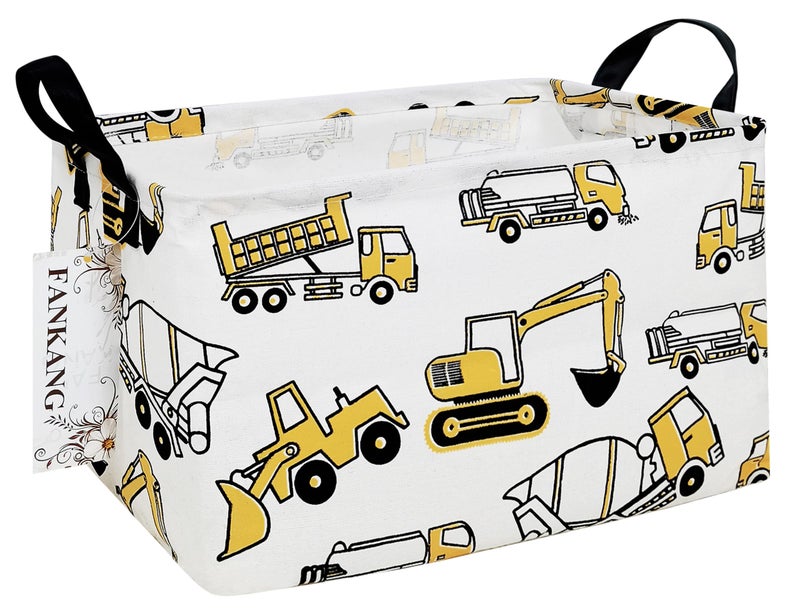 FANKANG Storage Bins, Nursery Hamper Canvas Laundry Basket Foldable with Waterproof PE Coating Large Storage Baskets for Kids Boys and Girls, Office, Bedroom, Clothes,Toys(Rec-excavator） - Image 1