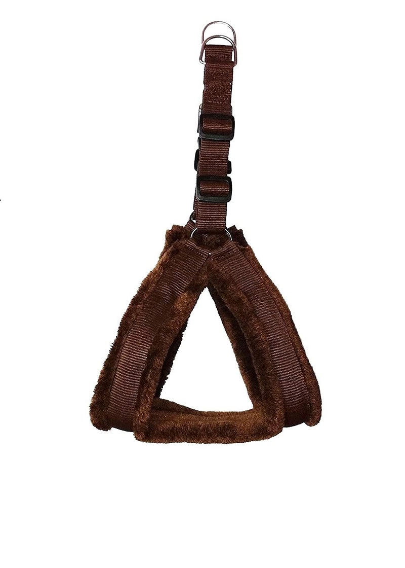 CAVALRY Nylon and Soft Fur Dog Collar Leash Harness Set (Small, Brown) - Image 3