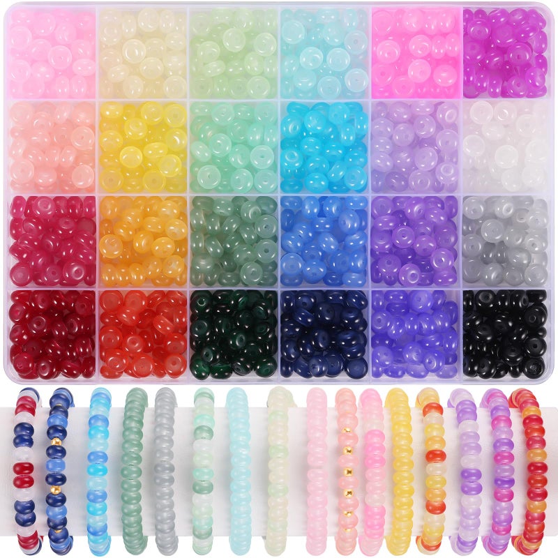 Funtopia 720pcs Abacus Glass Beads for Bracelet, Crystal Beads for Jewelry Making, 24 Colors Gemstone Rondelle Beads Spacer Bead for Bracelet Necklace DIY Crafts Jewelry Making, 5x8mm - Image 1