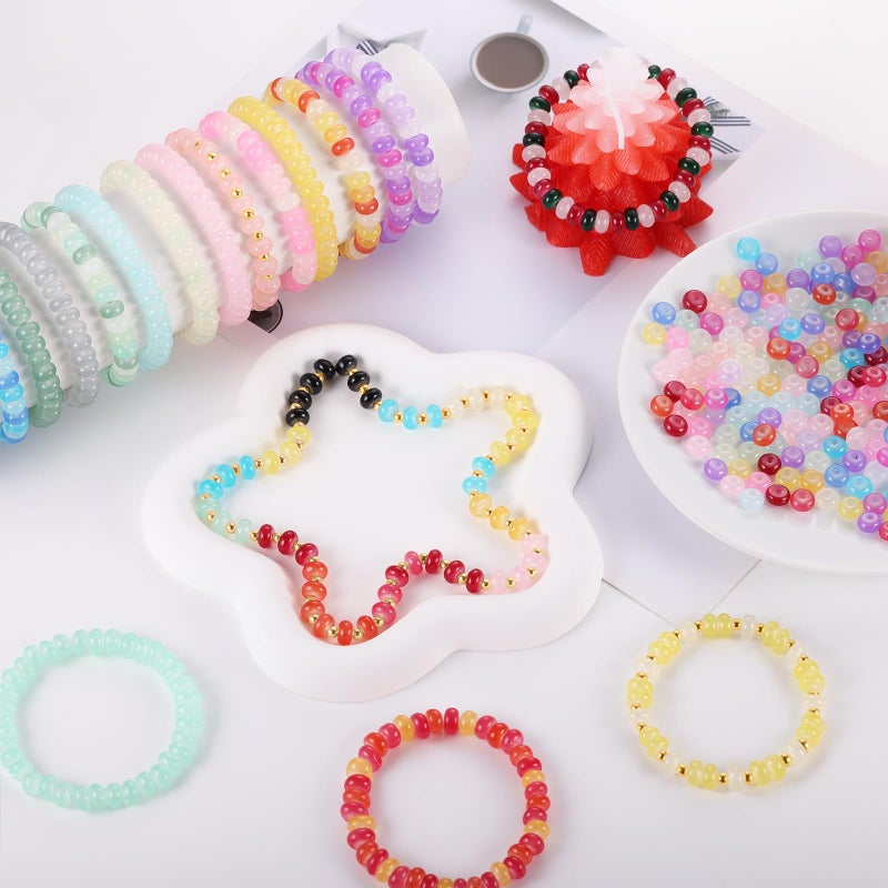 Funtopia 720pcs Abacus Glass Beads for Bracelet, Crystal Beads for Jewelry Making, 24 Colors Gemstone Rondelle Beads Spacer Bead for Bracelet Necklace DIY Crafts Jewelry Making, 5x8mm - Image 2