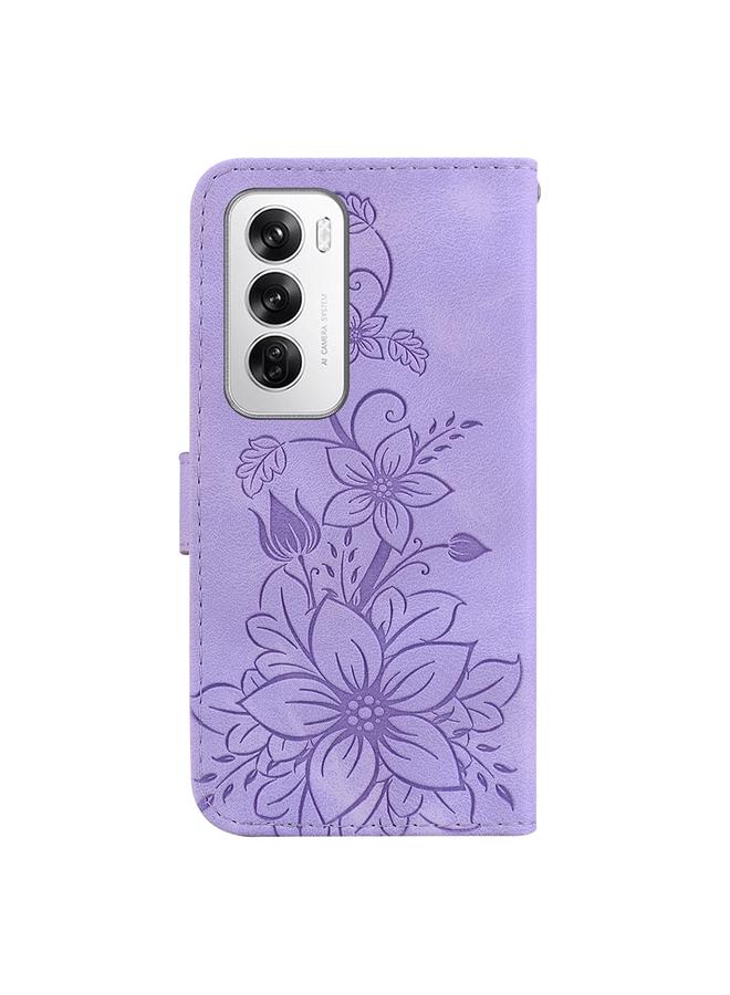 اس-توب جراب هاتف OPPO Reno12 5G Global Lily من الجلد المنقوش - Image 3