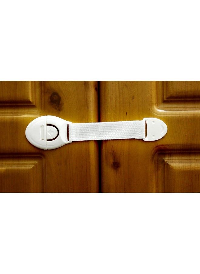 The Little Lookers Safety Lock With Push Button And Nylon Strap For Doors Cabinets Fridge Drawers Dustbin ; Safety Accessories For Babies Kids Children Infants Toddlers (White Pack Of 4)  - Image 3