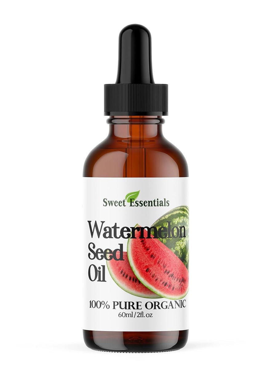 Sweet Essentials - 100 Organic Watermelon Seed Oil  Imported From Egypt  Various Sizes  100 Pure  ColdPressed  Natural Moisturizer for Skin Hair and Face  By Sweet Essentials 2 fl oz Glass Bottle - Image 1