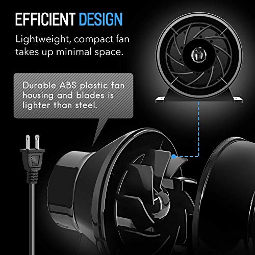 YSSOA 4 Inch Inline Duct Ventilation Fan 195 CFM HVAC Vent Blower Exhaust Booster for Hydroponics Grow Tent, Quiet - Image 3