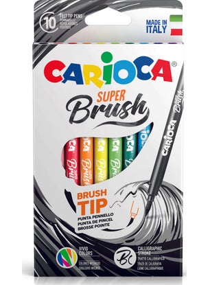carioca Super Brush Brush Tip Felt Paint Pen 10 Pcs 