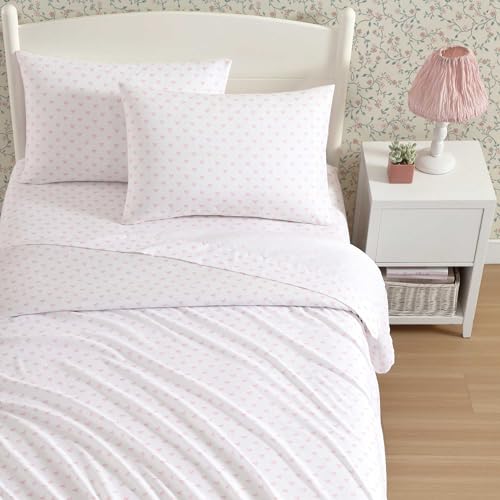 Laura Ashley Kids Queen Sheet Set UltraSoft Microfiber Bedding with Fully Elastic Fitted Sheet Kids Bed Set with Pillowcases Easy Care Bedding College Dorm Room Essentials Lovely Bows - Image 3