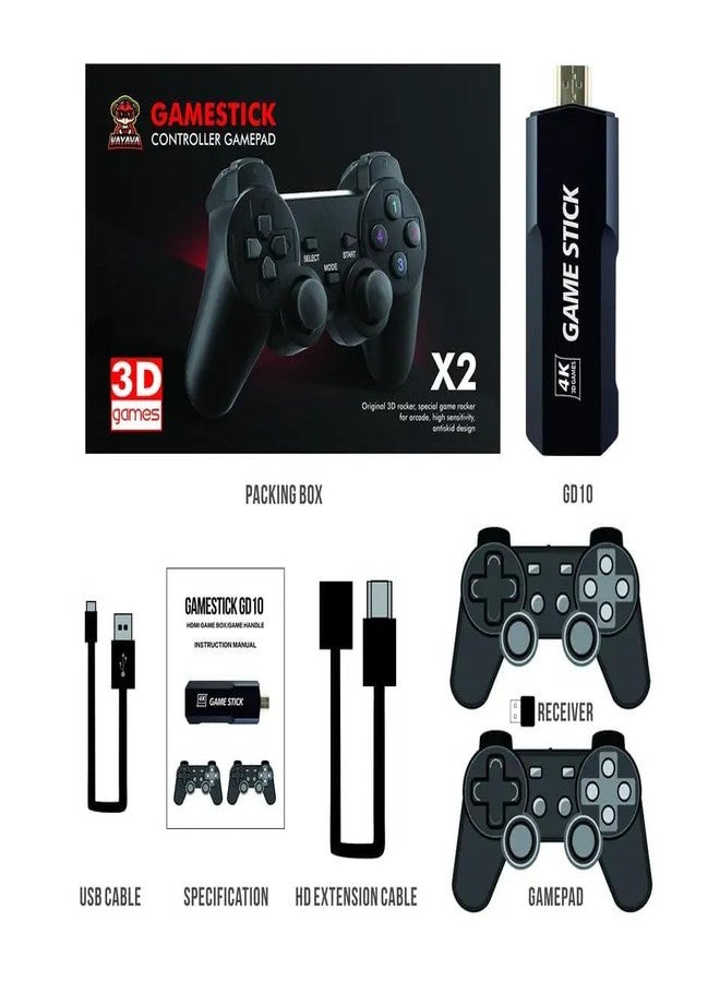 GSH X2 Video Game for Kids Wireless 64G Video Games for Tv Gaming 4k HD Game Console Built in 30K Game in TF 20+ Emulator Console HDMI Output TV Video Game for Tv Console (64 GB) - Image 5