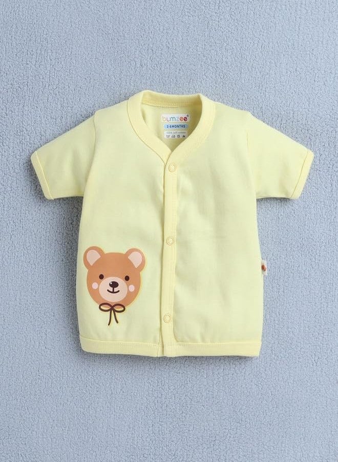 BUMZEE طقم ملابس أطفال أولاد من BUMZEE، قطن، 4 قطع، جابلا مفتوحة من الأمام، نصف كم، برتقالي وأخضر - 9-12 شهرًا (Peb10545E-org) - Image 4