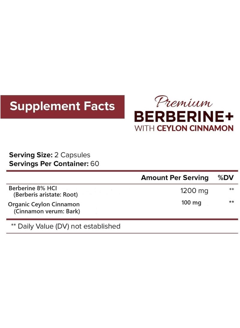NutriFlair Premium Berberine+ 1200mg, 120 Vegetable Capsules - Image 2