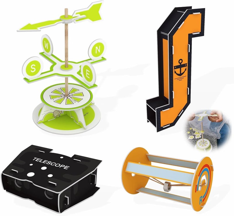 3D Puzzle Kits for Kids, Manual Toys, DIY Weathervane, Periscope, Telescope, Roller, 4 PCS Simple 3D Puzzle, Hands-on Toys, Parent-child Interaction - Image 1