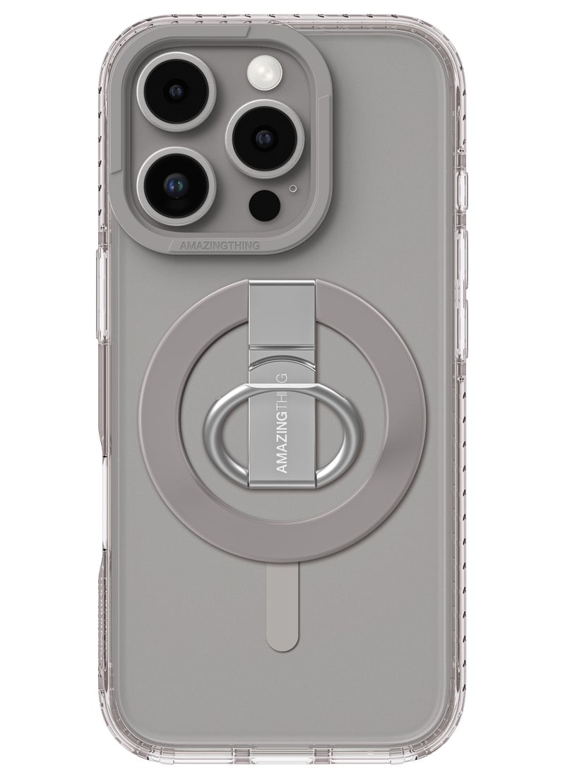 AMAZINGthing Titan PRO Mag Grip Ring Set for iPhone 16 Pro MAX Holder/Stand/Case Cover Compatible with MagSafe - Grey 