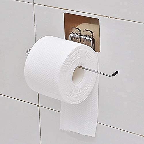 Style Keepers Pack of 2 Wall Mounted Self Adhesive Single Layer Stainless Steel Soap & Toilet Paper Holder with Non-Drill Magic Sticker Hanging Kitachen Sink Wash Basin Storage Bathroom Accessories Towel Bar - 2  - Image 2