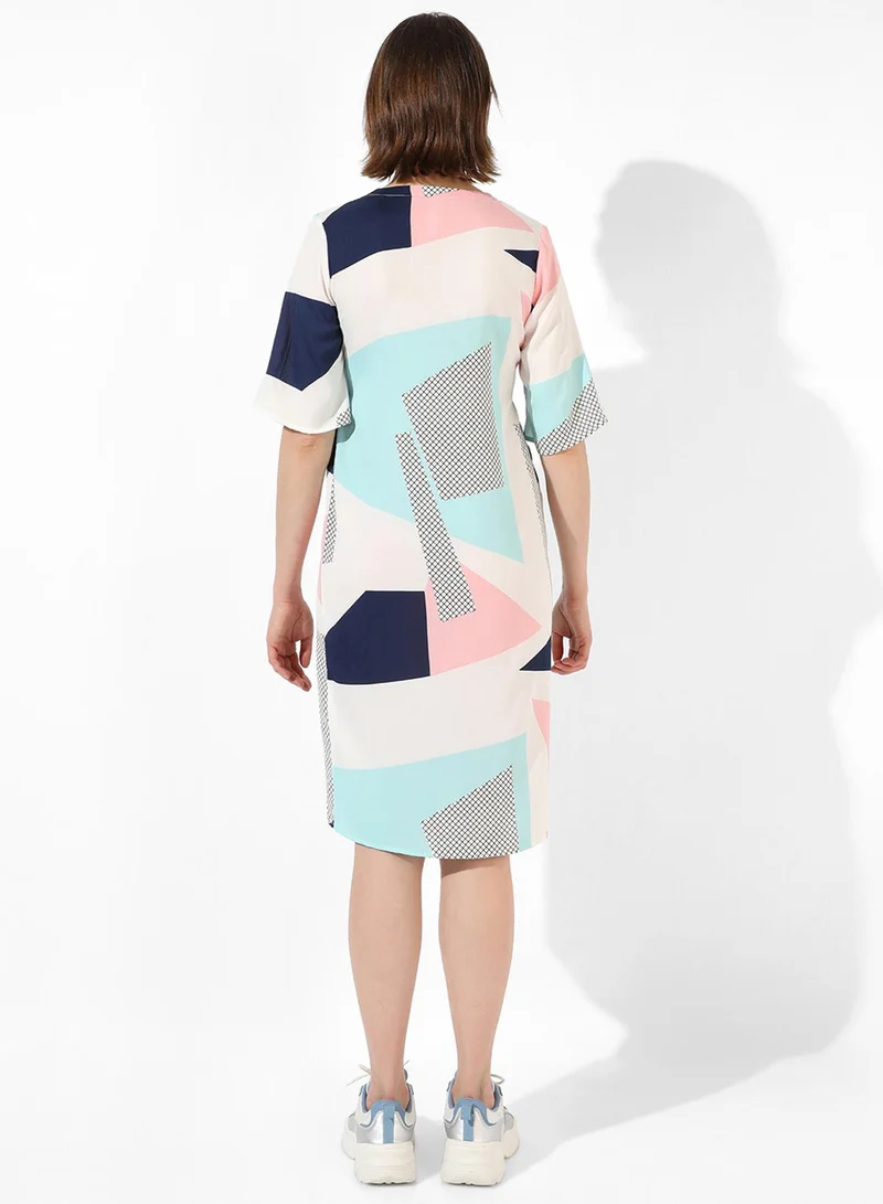 PINACOLADA  Women's Multicolour Tie-Up Abstract Dress for Women | Best Price UAE