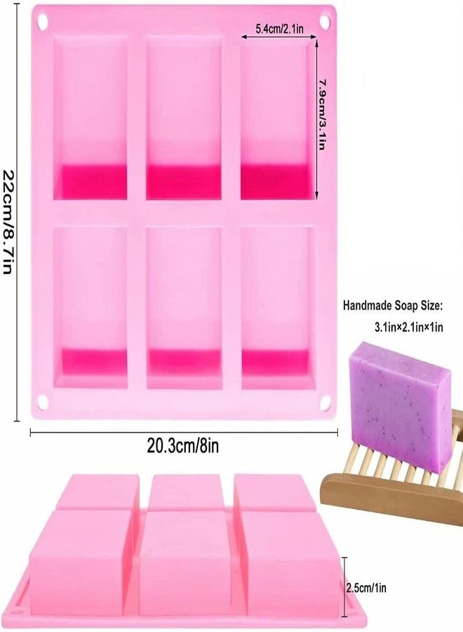 Skytail 6 Slot Silicone Rectangle Soap Mold with 11inch Spatula 6 Cavities Silicone Cake Mould for Homemade Craft Cheese Cake, Cupcakes Brownie Mold, Chocolate, Ice Cube Tray, (Random Colour) - Image 2
