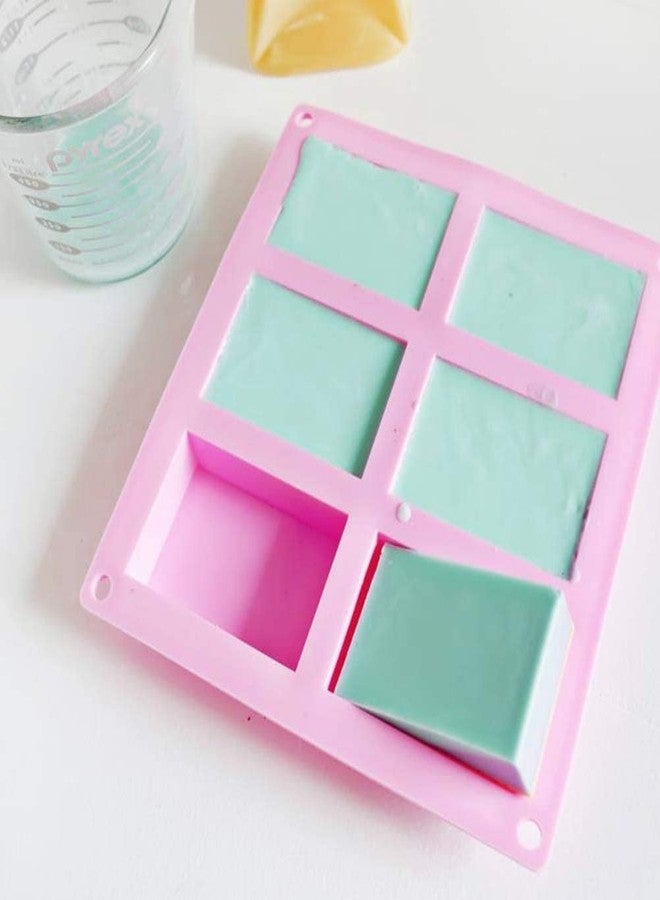 Skytail 6 Slot Silicone Rectangle Soap Mold with 11inch Spatula 6 Cavities Silicone Cake Mould for Homemade Craft Cheese Cake, Cupcakes Brownie Mold, Chocolate, Ice Cube Tray, (Random Colour) - Image 4
