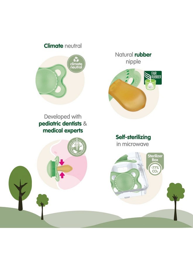 MAM Original Latex Pacifiers, Binky Pacifier for 0-6 Months, Natural Rubber Nipple, Made from Bio-Circular Materials, Easy to Clean, with Sterilizer Case, 2 Count Binkies - Image 1