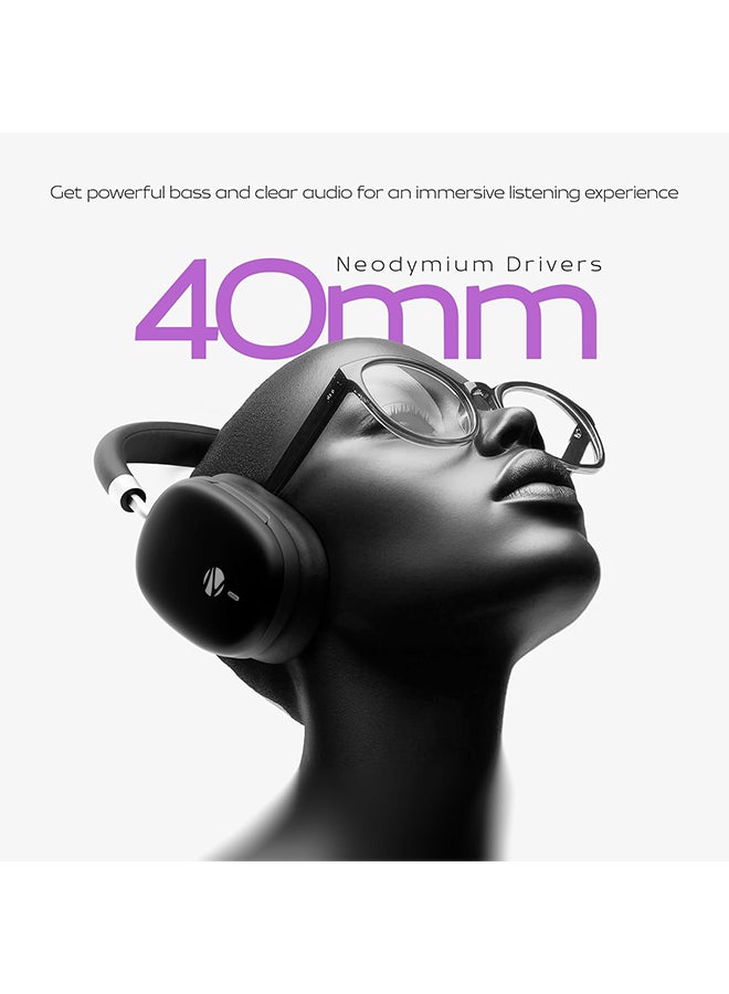 ZEBRONICS Renewed - Silencio 200T Wireless Headphones, Hybrid ANC 48dB, Upto 100Hrs Playback, 40mm Drivers, Dual Mic ENC, BT v6.0, Gaming Mode, Dual Pairing, Touch Controls, App Support, AUX, Black - Image 2