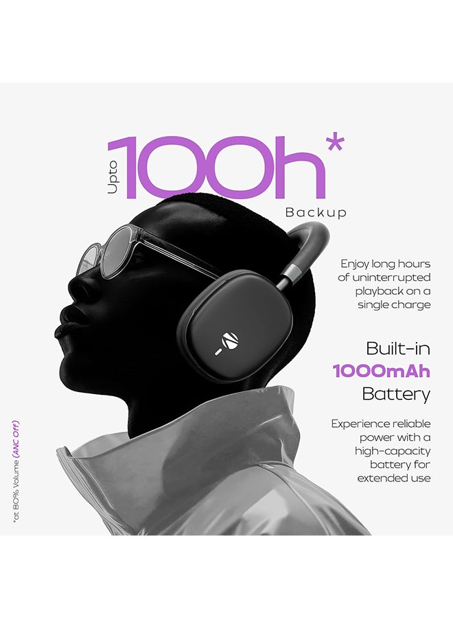 ZEBRONICS Renewed - Silencio 200T Wireless Headphones, Hybrid ANC 48dB, Upto 100Hrs Playback, 40mm Drivers, Dual Mic ENC, BT v6.0, Gaming Mode, Dual Pairing, Touch Controls, App Support, AUX, Black - Image 3