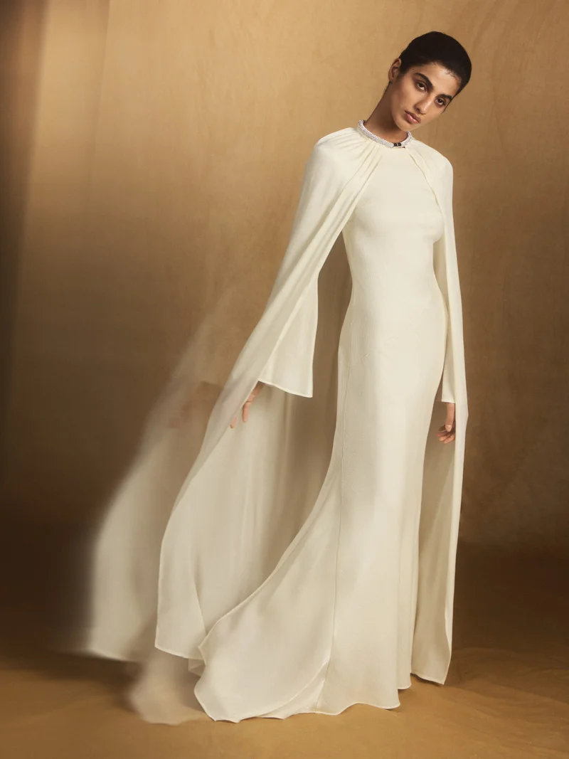 Lichi  Maxi dress in a jacquard-effect fabric with tonal cape for Women | Best Price UAE