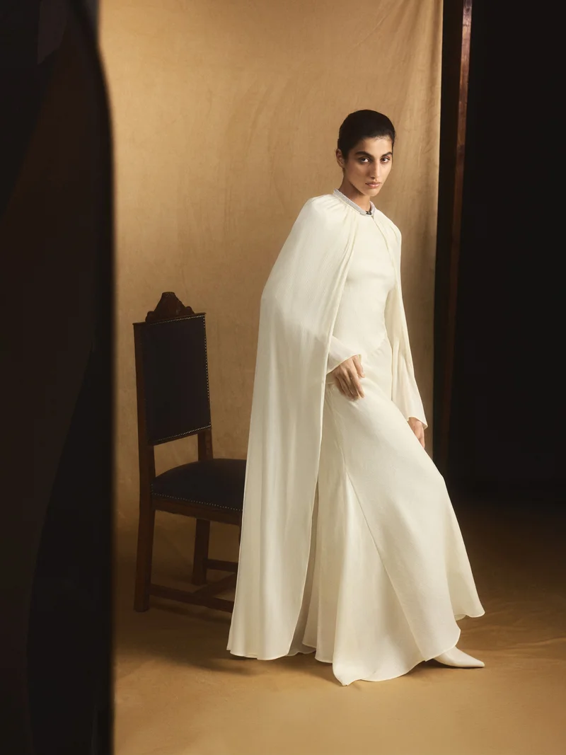 Lichi  Maxi dress in a jacquard-effect fabric with tonal cape for Women | Best Price UAE