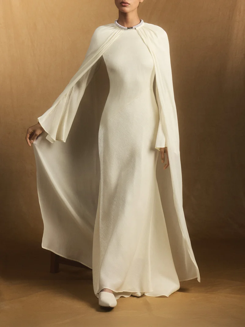 ليتشي فستان ماكسي من قماش بتأثير الجاكار مع عباءة متناسقة الألوان