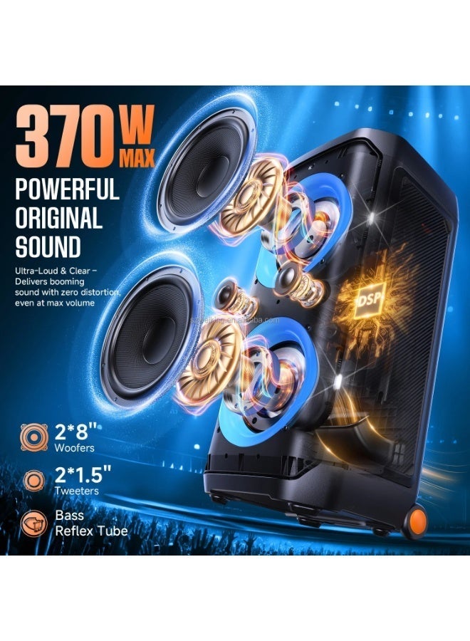 دبليو-كينغ مكبر صوت PartyBox بلوتوث قوي للحفلات من W-KING T12 بقوة 270 واط RMS مع مضخم صوت جهير (370 واط ذروة) ، مناسب للحفلات والكاريوكي - Image 3