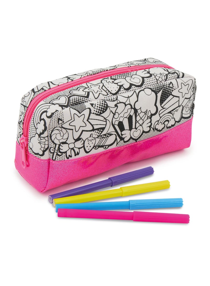 ADDO Out To Impress Colour Your Own Pencil Case | Four Color Pens Included | Decorate & Personalise your Pencil Case | Arts & Craft | DIY Craft Kit | Do it Yourself | Educational & Learning | Creative Gift for Kids and Adults - Image 1