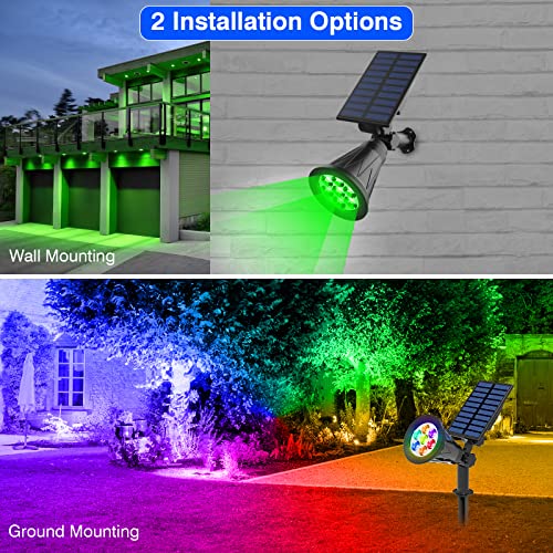 T-SUN Solar Spotlights, Color Changing 7 LED Waterproof Solar Garden Lights, Auto ON/OFF Adjustable Landscape Spot Lights, 2-IN-1 Solar Wall lights for Patio, Yard, Garden, Driveway, Pool Area(2 Pack) - Image 4