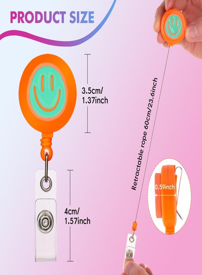 Eunoir 6 Pcs Colorful Faces Nurse Badge Reel, Cute Work Badge Holder with Retractable Clip, Nurse Accessories Name Tag ID Clip Holder for Office School Hospital Teacher - Image 3