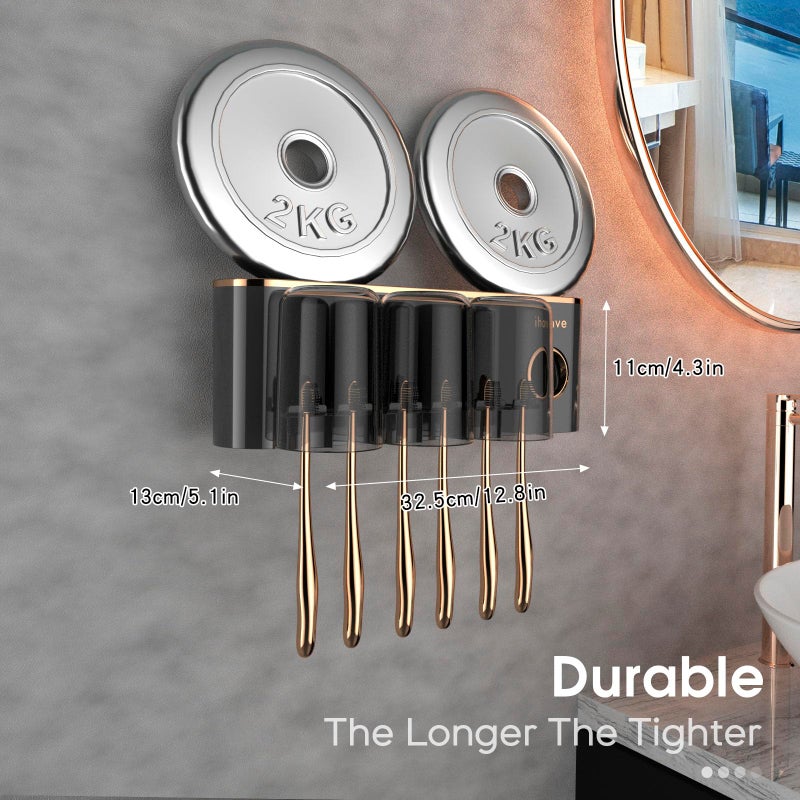 iHave Toothbrush Holders Bathroom Accessories with Toothpaste Dispenser, 3 Cups Toothbrush Holder Wall Mounted Bathroom Decor - Image 5