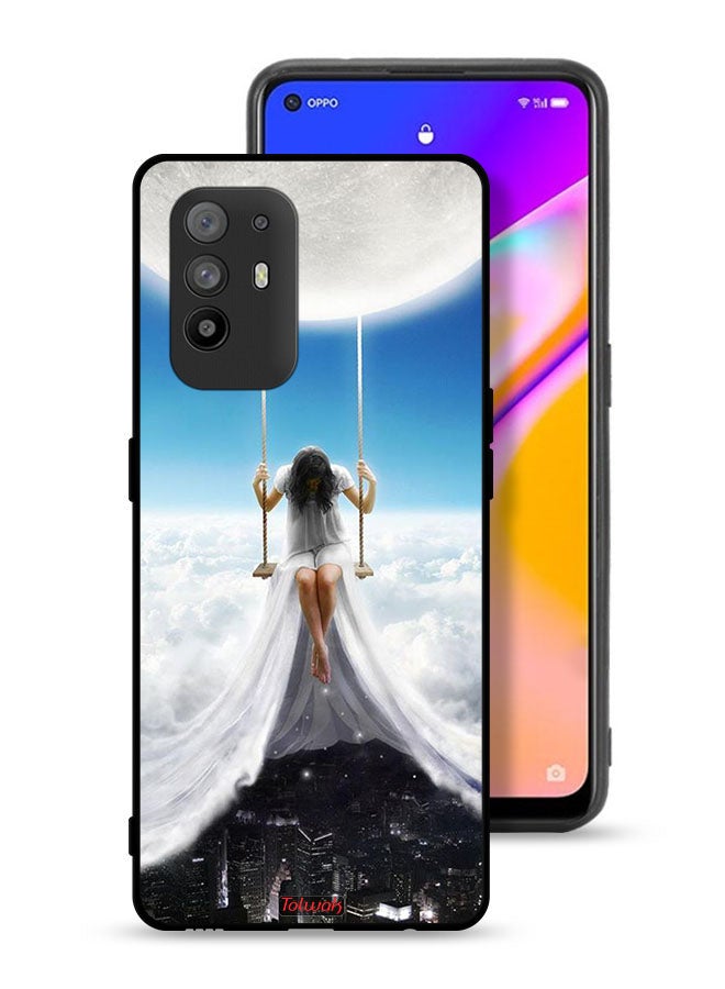 Tolwak Oppo F19 Pro Plus 5G Protective Case Cover Moon Clouds Town Art - Image 1