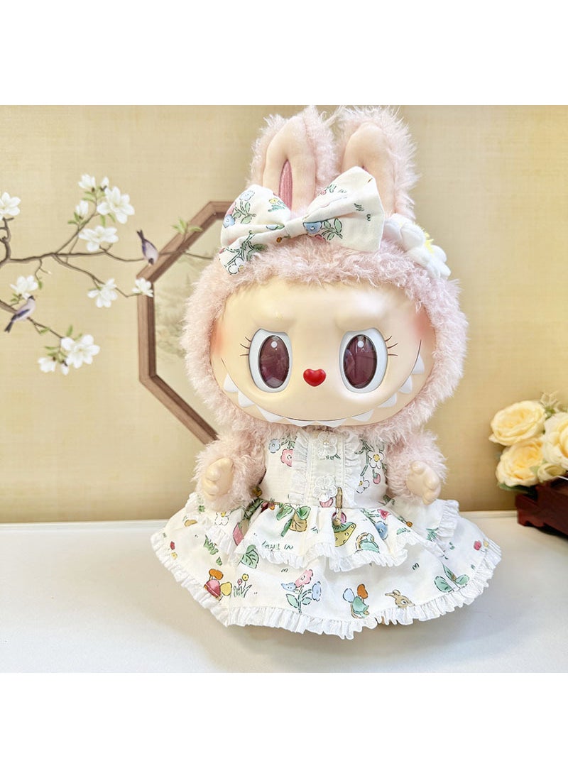 Labubu Time To Chill Doll Clothes 38cm Rubber Plastic Plush Doll Clothes Replacement Chinese Mainland Origin Home Decor Mini Mod Mushroom bunny forest dress 