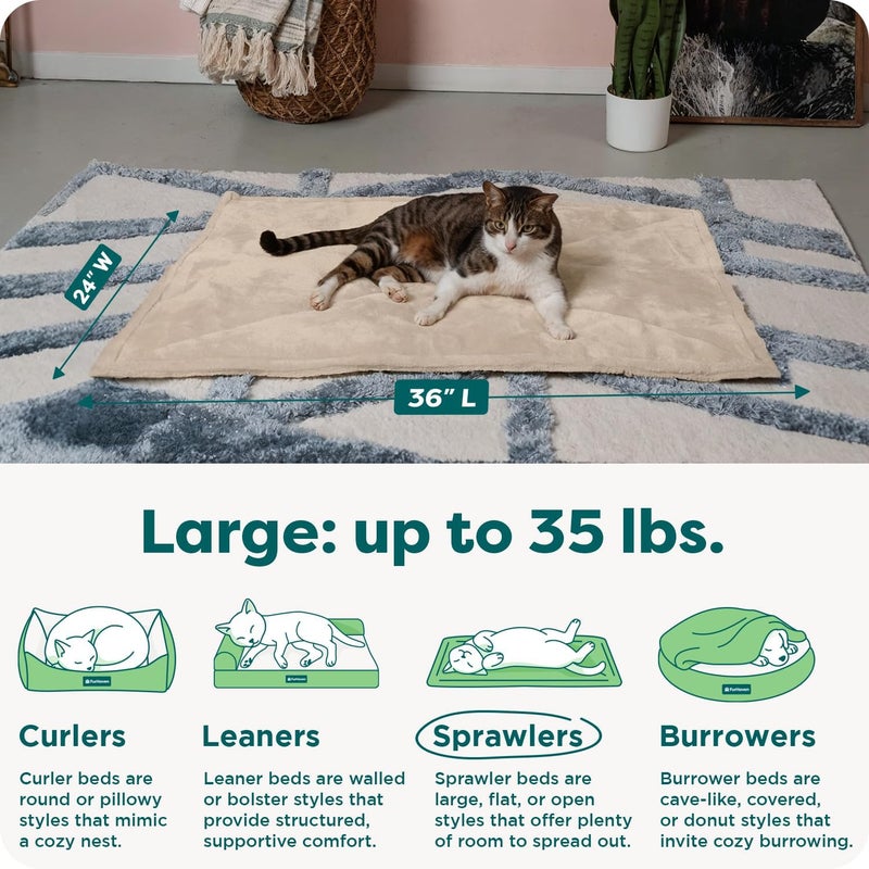 Pet Dog Bed Heating Pad | ThermaNAP Quilted Faux Fur Insulated Thermal Self-Warming Pet Bed Pad for Dogs & Cats, Cream, Large - Image 3
