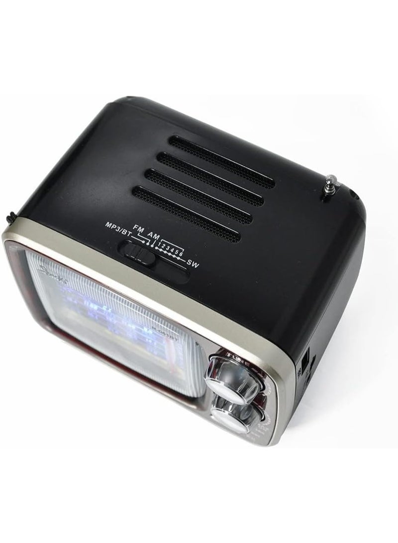 مكبر صوت راديو محمول بتقنية البلوتوث - راديو AM/FM كلاسيكي بصوت قوي، ومدخل USB/TF Card/AUX، وبطارية قابلة لإعادة الشحن، وشاشة LED - راديو FM لاسلكي للاستخدام المنزلي والتخييم والاستخدام الخارجي - Image 3