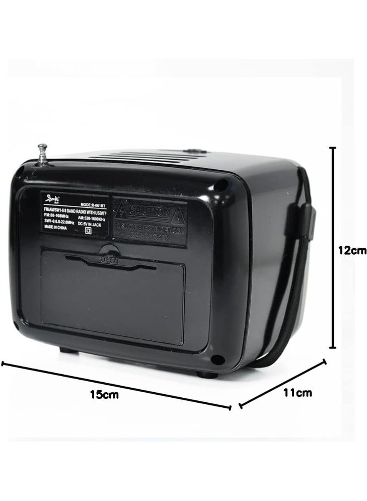 مكبر صوت راديو محمول بتقنية البلوتوث - راديو AM/FM كلاسيكي بصوت قوي، ومدخل USB/TF Card/AUX، وبطارية قابلة لإعادة الشحن، وشاشة LED - راديو FM لاسلكي للاستخدام المنزلي والتخييم والاستخدام الخارجي - Image 5