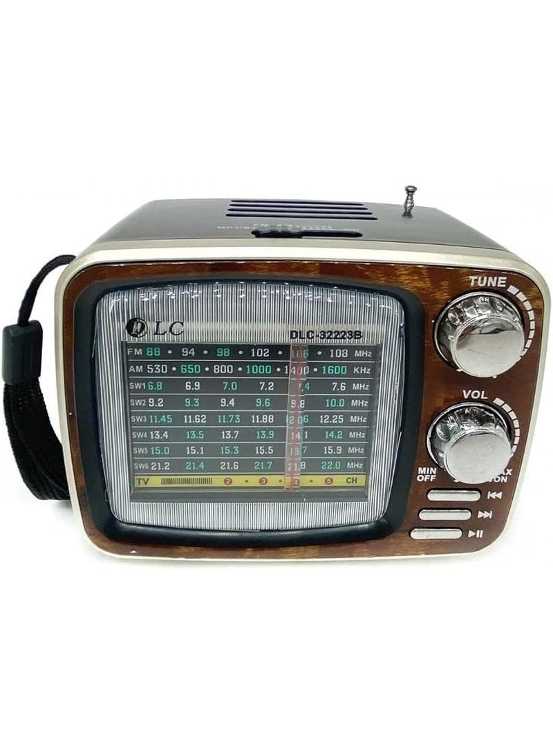 مكبر صوت راديو محمول بتقنية البلوتوث - راديو AM/FM كلاسيكي بصوت قوي، ومدخل USB/TF Card/AUX، وبطارية قابلة لإعادة الشحن، وشاشة LED - راديو FM لاسلكي للاستخدام المنزلي والتخييم والاستخدام الخارجي - Image 1