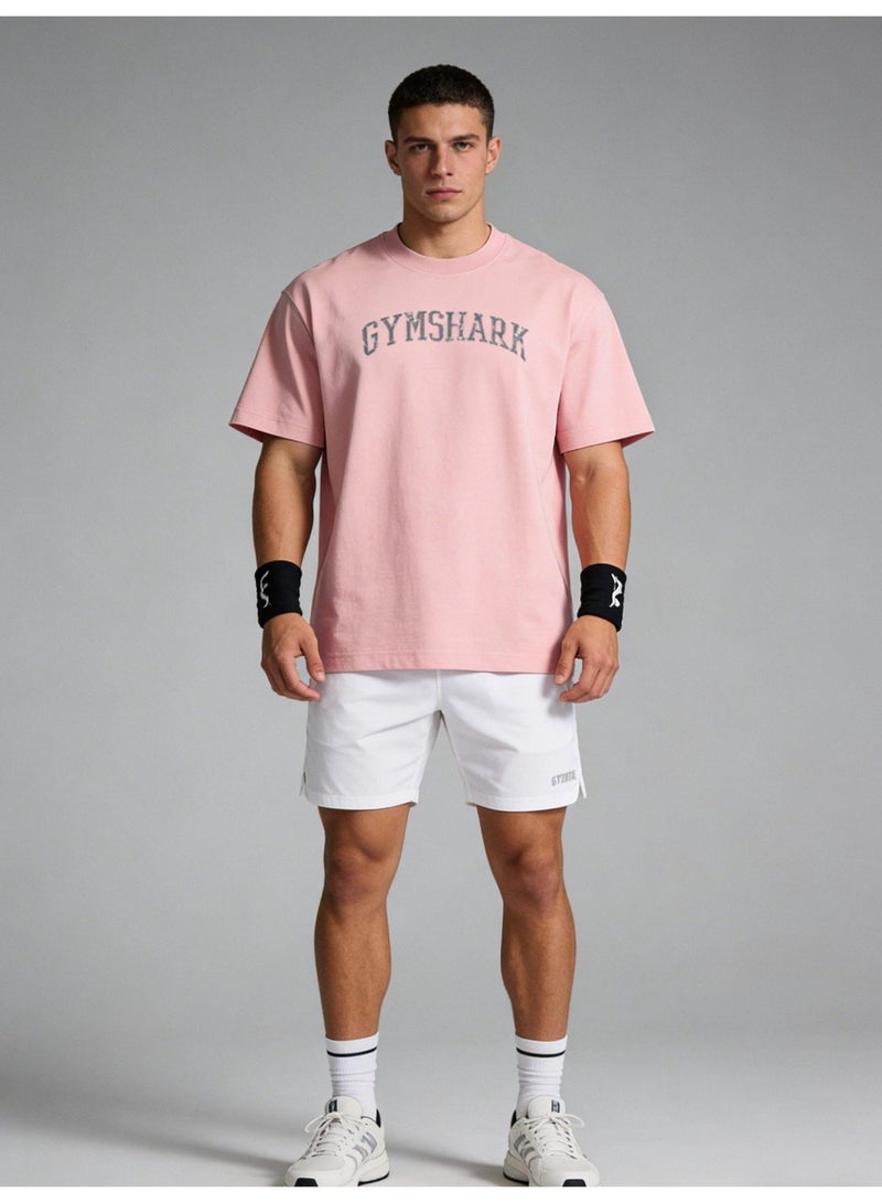 جيمشارك 300G الثقيلة GYMSHARK الرياضة قصيرة الأكمام جولة رقبة تي شيرت مع القطن ناعم الجلد الصديقة قميص عارضة للرجال والنساء. - Image 4