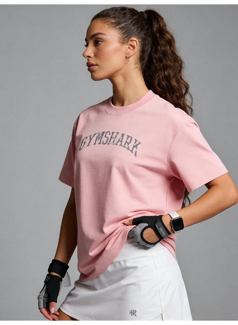 جيمشارك 300G الثقيلة GYMSHARK الرياضة قصيرة الأكمام جولة رقبة تي شيرت مع القطن ناعم الجلد الصديقة قميص عارضة للرجال والنساء. - Image 5