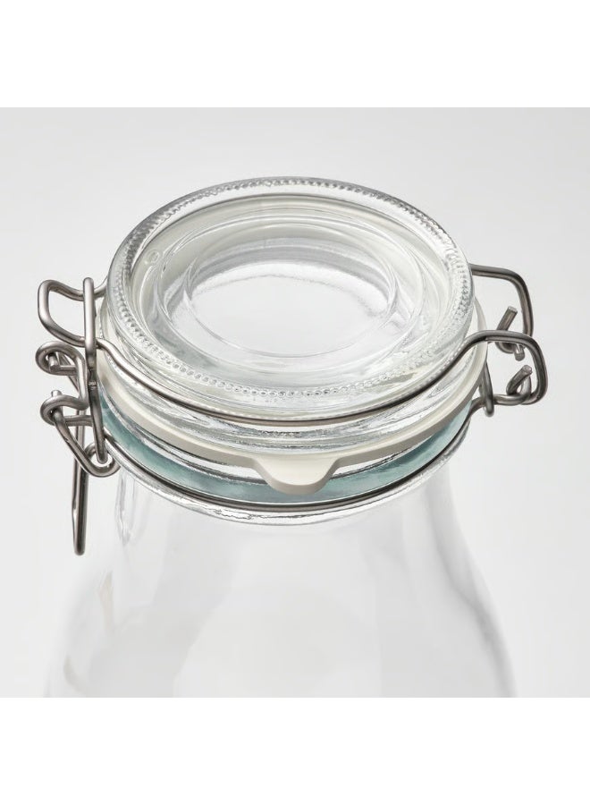 Bottle Shaped Jar With Lid Clear Glass 1L - Image 5
