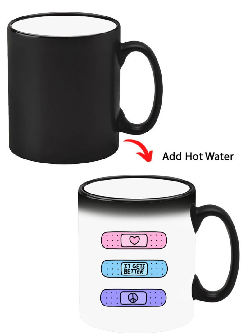 Theodor Color Changing Heat Sensitive Ceramic Mug, Image Revealed When HOT Liquid is Added! Bandaids - Image 1