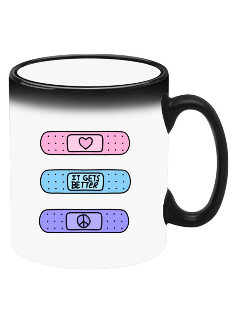 Theodor Color Changing Heat Sensitive Ceramic Mug, Image Revealed When HOT Liquid is Added! Bandaids - Image 2
