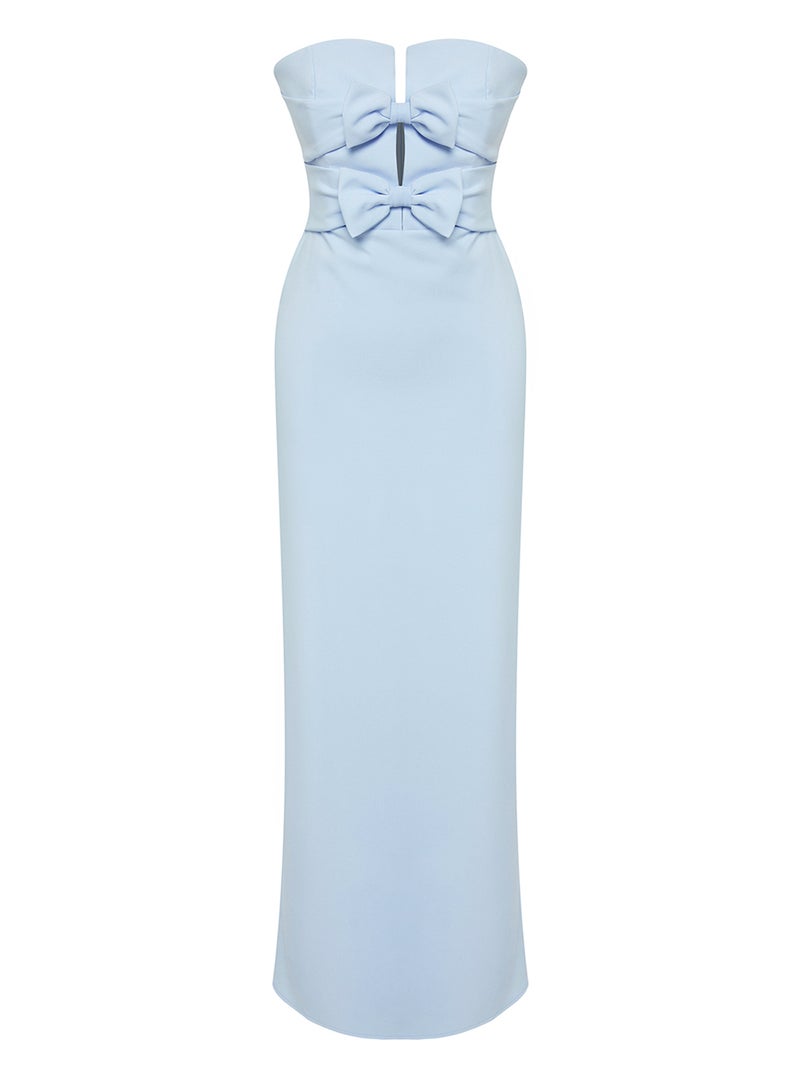 trendyol Light Blue Bowknot Detailed Evening Dress Night Graduation Dress Tprss24Ae00073 - Image 5