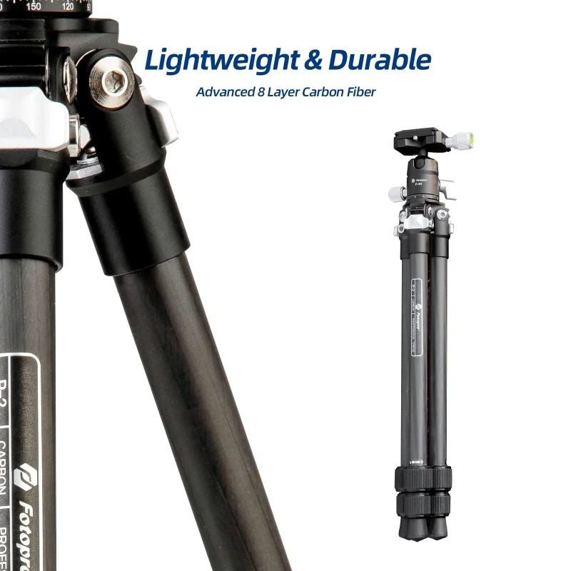 فوتوبرو حامل ثلاثي القوائم Fotopro P-2 Carbon Fiber Travel Tripod with P-2H Ball Head for Dslr Camera - Image 3