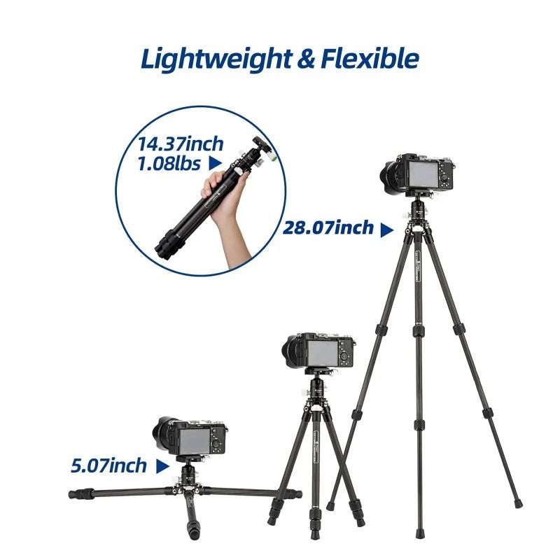 فوتوبرو حامل ثلاثي القوائم Fotopro P-2 Carbon Fiber Travel Tripod with P-2H Ball Head for Dslr Camera - Image 2