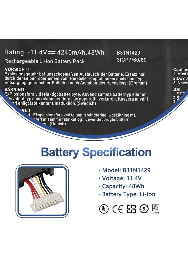 Terabyte B31N1429 Laptop Battery Compatible for ASUS A501LB5200 K501LB K501LX K501LX-NH52 K501LX-NB52 K501LX-EB71 K501UW K501U K501UB K501UX K501UX-AH71 Vivobook A501LX Series 0B200-01460100 - Image 3
